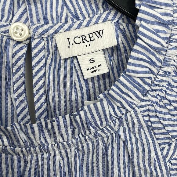 J.CREW Top Women Small Blue Striped NEW Flutter Sleeve Blouse 100% Cotton CA403 - Picture 11 of 13
